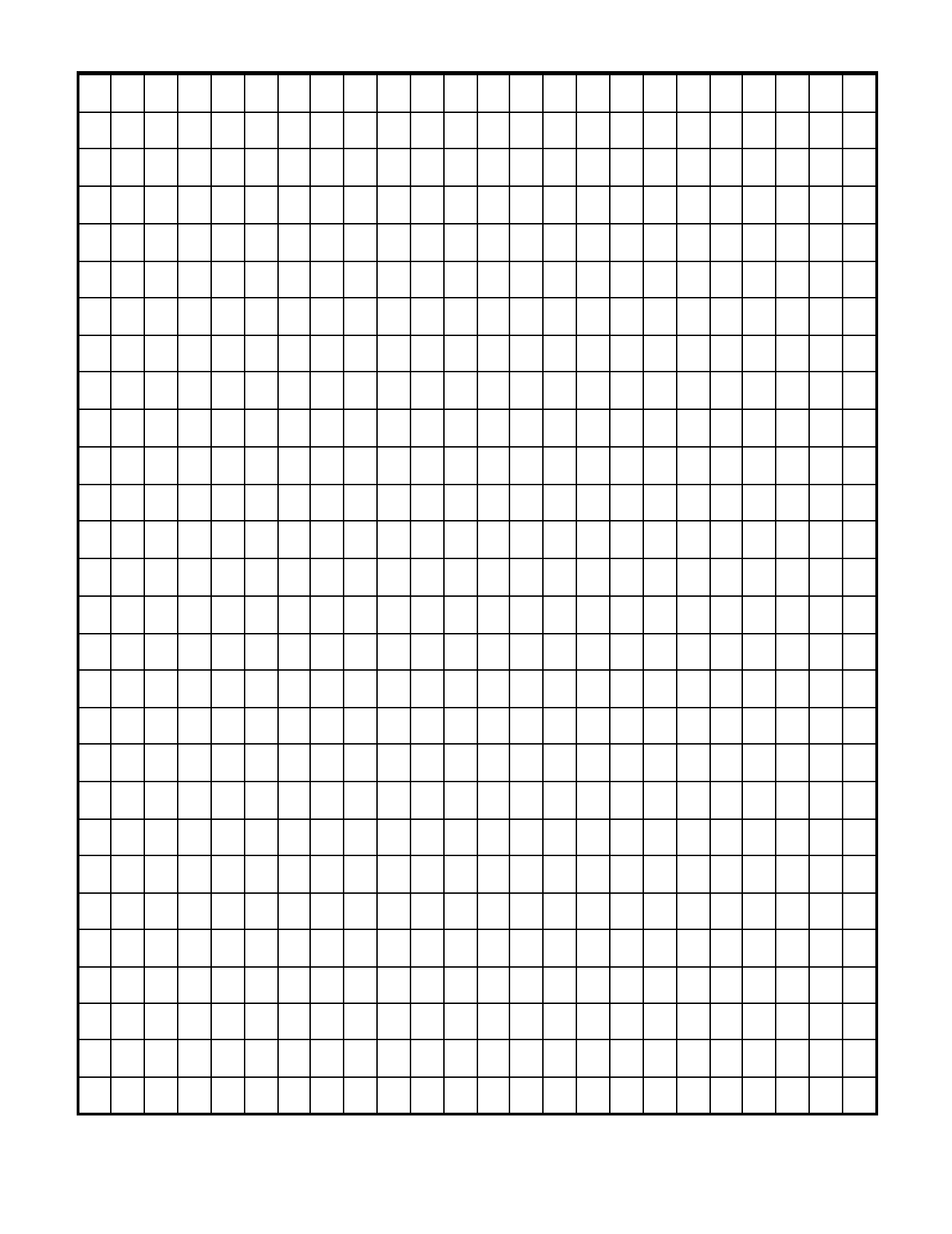 Blank grid sheet with black lines on a white background